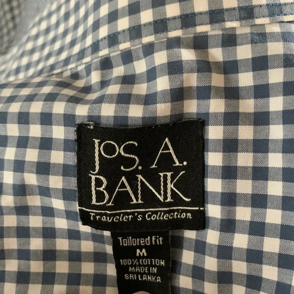 Jos A Bank Blue Plaid Button Down Shirt Tailored Fit Medium - Picture 2 of 6